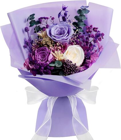 Mothers Day Preserved Flowers Bouquet,Forever Flowers for Delivery Prime,Real Purple Rose Bouquets Lasting 1-3 Years,Christmas Valentines Mothers Birthday Gifts for Women Mother Wife Her in Saudi Arabia