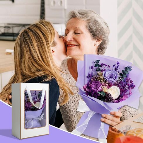 Mothers Day Preserved Flowers Bouquet,Forever Flowers for Delivery Prime,Real Purple Rose Bouquets Lasting 1-3 Years,Christmas Valentines Mothers Birthday Gifts for Women Mother Wife Her in Saudi Arabia