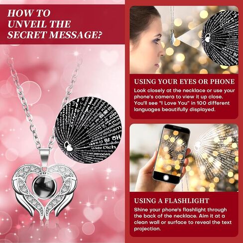 WOKEISE Lighted Preserved Real Rose with I Love You Heart Necklace, Gifts for Christmas Day, Mothers Day Anniversary Birthday Flowers Gifts for Women Girlfriend Wife Mom Grandma - Red in Kuwait
