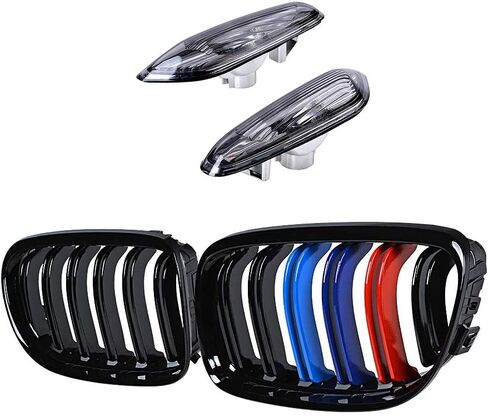 Glossy Black Carbon Fiber Euro Front Center Kidney Grille Replacement for 2009-2011 BMW E90 E91 323i 325i 328i 330i 335i LCI in Kuwait