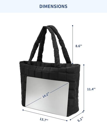 Quilted Tote Bag for Women, Lightweight Carryall Puffer Shoulder Bag Handbag for Travel, Work in Saudi Arabia