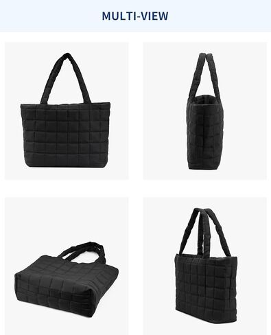 Quilted Tote Bag for Women, Lightweight Carryall Puffer Shoulder Bag Handbag for Travel, Work in Saudi Arabia