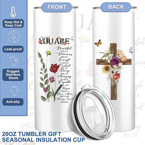 Silkfly 3 Pcs Christian Inspirational Gifts Set for Women Mothers Day Birthday Gifts Stainless Steel Tumbler Canvas Tote Bag for Friend Family Coworker in Saudi Arabia