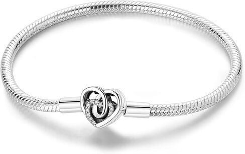 Heart Clasp Rose Snake Charm Bracelets for Women Sterling Silver, Travel Charm Moments European Bracelet Filigree Chain Dreamcatcher Bead Jewelry Compatible with Pandora Charms in Kuwait