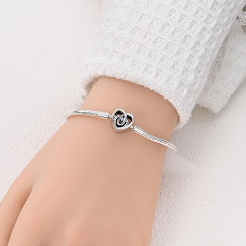 Heart Clasp Rose Snake Charm Bracelets for Women Sterling Silver, Travel Charm Moments European Bracelet Filigree Chain Dreamcatcher Bead Jewelry Compatible with Pandora Charms in Kuwait