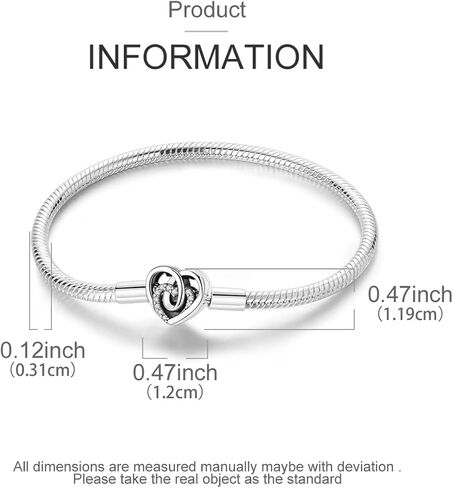 Heart Clasp Rose Snake Charm Bracelets for Women Sterling Silver, Travel Charm Moments European Bracelet Filigree Chain Dreamcatcher Bead Jewelry Compatible with Pandora Charms in Kuwait