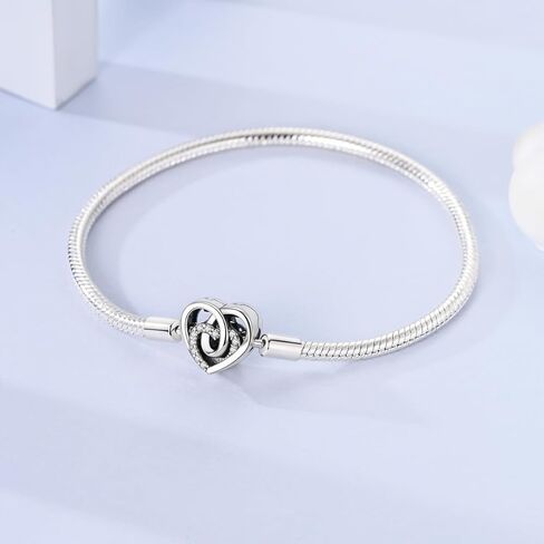 Heart Clasp Rose Snake Charm Bracelets for Women Sterling Silver, Travel Charm Moments European Bracelet Filigree Chain Dreamcatcher Bead Jewelry Compatible with Pandora Charms in Kuwait