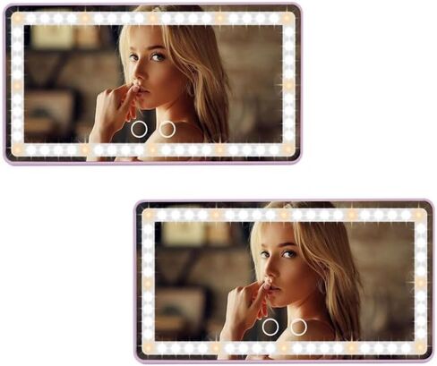 2 Pack Car Vanity Mirror with Rechargeable LED Lights - 3 Light Modes & Dimmable Touch Screen - Large Makeup Sun Visor for Truck SUV - Passenger Car Mirror Accessories for Women Girl - Black in Saudi Arabia