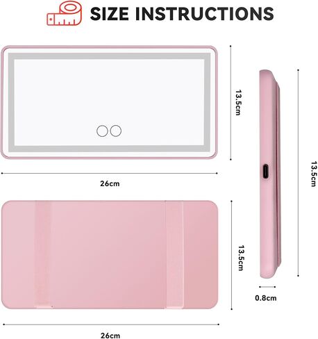 2 Pack Car Vanity Mirror with Rechargeable LED Lights - 3 Light Modes & Dimmable Touch Screen - Large Makeup Sun Visor for Truck SUV - Passenger Car Mirror Accessories for Women Girl - Black in Saudi Arabia