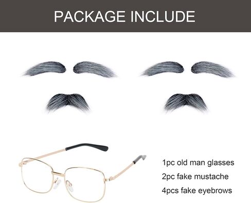 Yan Dream 100 Days of School Old Man Costume Glasses with Mustache Eyebrows Grandpa Costume Accessories in Saudi Arabia