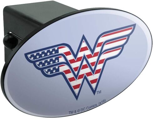 GRAPHICS & MORE Wonder Woman USA American Flag Logo Oval Tow Trailer Hitch Cover Plug Insert in Saudi Arabia
