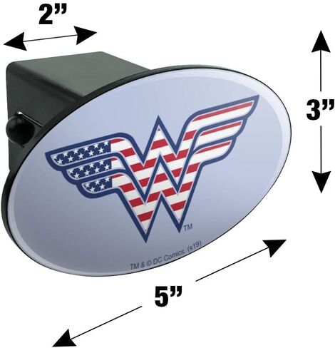 GRAPHICS & MORE Wonder Woman USA American Flag Logo Oval Tow Trailer Hitch Cover Plug Insert in Saudi Arabia