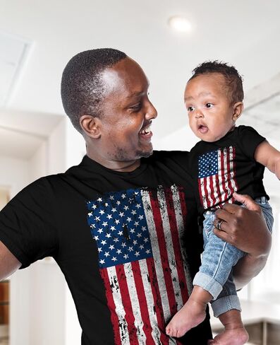 Tstars عتيقة أبي العلم الأمريكي والابن مطابقة للقمصان Daddy & ME 4 يوليو من الولايات المتحدة الأمريكية ميموريال ديز القميص الوطني in Kuwait