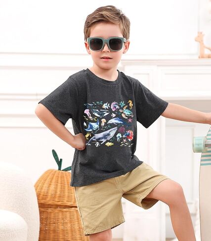 Toddler Boys Shark Short Sleeve Shirt Summer Graphice Cotton T-Shirt Tops Tees for 3-7 Years in Saudi Arabia