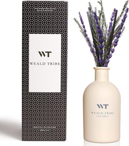 WEALD TRIBE Flower Reed Diffuser Set Cedar & Lavender Scent Bathroom Accessories Boho Shelf Decor & Air Fresheners, Defusers with 5.1 fl oz Essential Oils, House Bedroom Office Decor & Gifts in Saudi Arabia