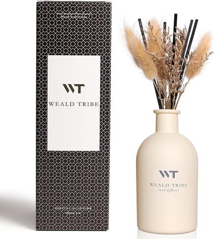 WEALD TRIBE Flower Reed Diffuser Set Cedar & Lavender Scent Bathroom Accessories Boho Shelf Decor & Air Fresheners, Defusers with 5.1 fl oz Essential Oils, House Bedroom Office Decor & Gifts in Saudi Arabia
