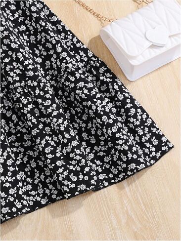 SOLY HUX Girl's Floral Print Dress Square Neck Sleeveless A Line Flowy Summer Short Dresses in Kuwait