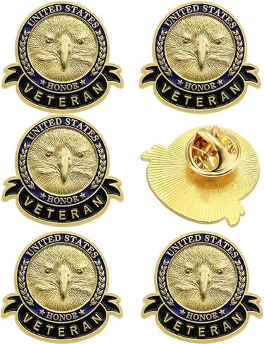 6/12/50/100 Pcs US Veteran Pins– Patriotic American Flag Veterans Day Eagle Lapel pin Badge Brooch Memorial Day Military Patriotic Decorations Gifts in Saudi Arabia