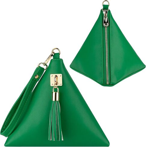 Two Sizes Women Leather Clutch Wallet Triangle Wristlet Purse Wrist Strap in Kuwait