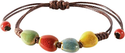 MINACHI Bohemian Colorful Ceramic Bead Adjustable Cord Bracelet, Boho Hippie Summer Jewelry Gift for Women in Saudi Arabia