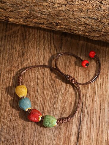 MINACHI Bohemian Colorful Ceramic Bead Adjustable Cord Bracelet, Boho Hippie Summer Jewelry Gift for Women in Saudi Arabia