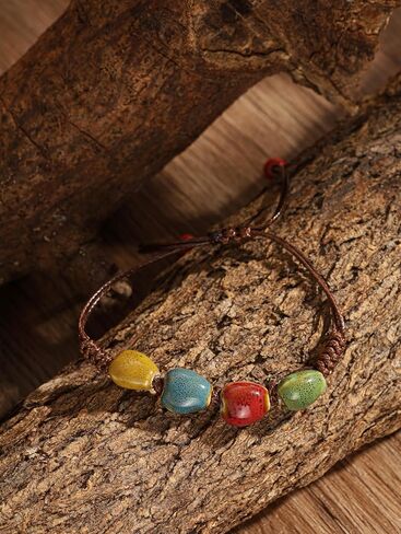 MINACHI Bohemian Colorful Ceramic Bead Adjustable Cord Bracelet, Boho Hippie Summer Jewelry Gift for Women in Saudi Arabia