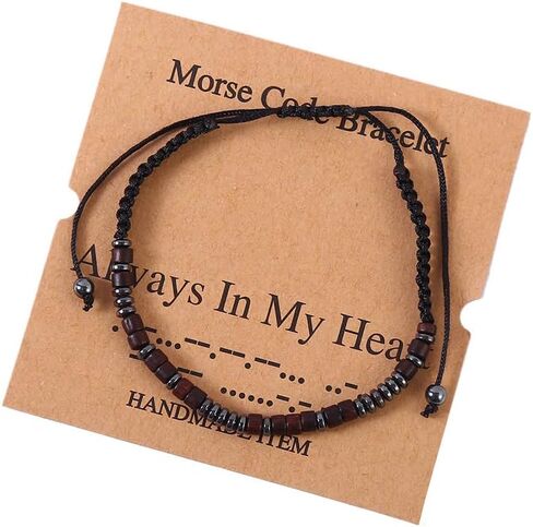 Natural Stone Braided Beads Inspirational Bracelet Morse Code Bracelets Letter Number Beads Weave Bracelet Holiday Festival Birthday Graudation Gifts in Saudi Arabia