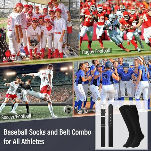 JASGOOD Baseball Socks and Belt for Youth Adult Softball Socks and Belt Combo Elastic Belt for Men in Saudi Arabia