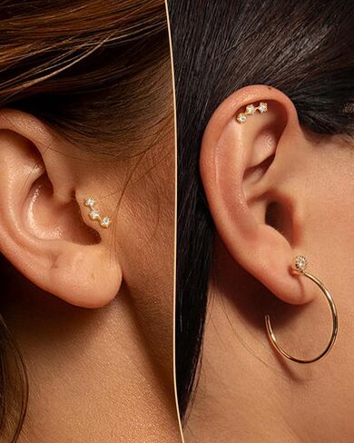 COCHARM 14K Real Gold Star Helix Cartilage Conch Earring Stud 16g Flat Back Solid Gold Helix Conch Piercing Jewelry 16g 6mm 8mm 14Kt Cartilage Stud Jewelry Internally Threaded in Saudi Arabia