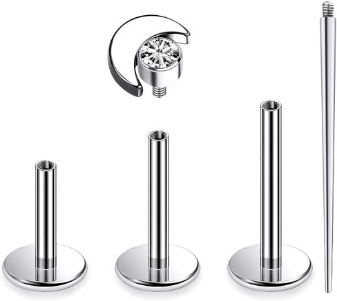 16G G23 Titanium Tragus Conch Helix Piercing Jewelry Internally Threaded Flat Back Cartilage Earrings Forward Helix Earrings Medusa Labret Piercing Jewelry for Women Men Silver 6MM 8MM 10MM in Saudi Arabia
