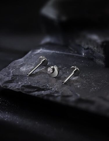 16G G23 Titanium Tragus Conch Helix Piercing Jewelry Internally Threaded Flat Back Cartilage Earrings Forward Helix Earrings Medusa Labret Piercing Jewelry for Women Men Silver 6MM 8MM 10MM in Saudi Arabia
