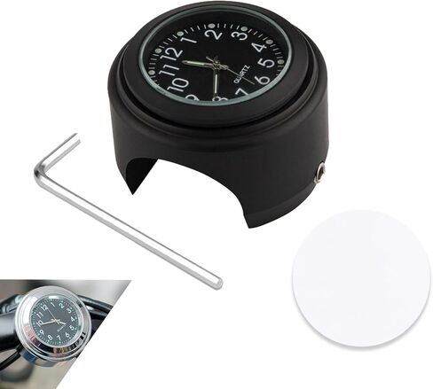 Bicycle Handlebar Clock Motorcycle Car Clock Glow-in-the-dark, Waterproof Bicycle Clock 2.2-2.54 cm Handlebar Universal (Black) in Saudi Arabia