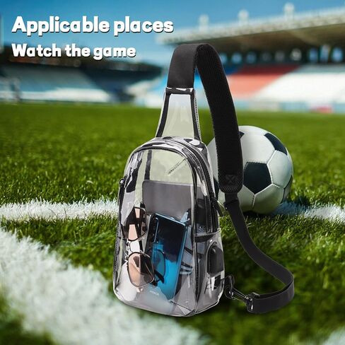 حقيبة تينيات الشفافة المعتمدة على الاستاد، حقيبة شفافة تمر بالجسم، حقيبة كتف كاجوال للرجال والنساء in Kuwait