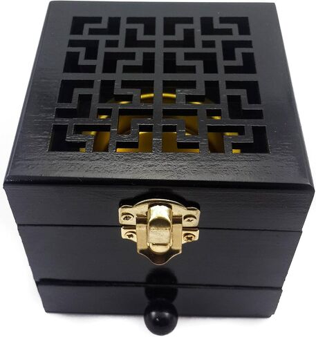 Nazareth Store Black Wood Incense Burner Holder Natural Ash Wood Box Distiller Cone Charcoal Resin Aromatherapy Fragrance Ornament in Saudi Arabia