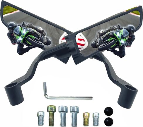 Motorcycle Wing Rearview Mirrors with 8mm & 10mm Screw Compatible with Kawasaki Z400/Z650/Z1000 KTM Duke 125/200/250/390/690/790/1290 Yamaha MT-07 (Standard Size) in Saudi Arabia