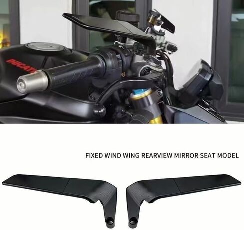 Motorcycle Wing Rearview Mirrors with 8mm & 10mm Screw Compatible with Kawasaki Z400/Z650/Z1000 KTM Duke 125/200/250/390/690/790/1290 Yamaha MT-07 (Standard Size) in Saudi Arabia