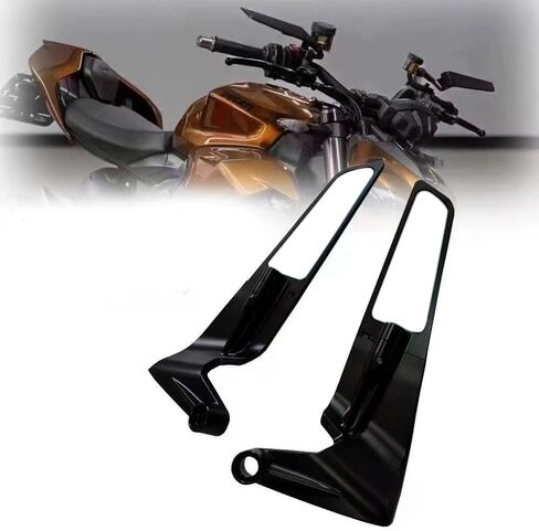 Motorcycle Wing Rearview Mirrors with 8mm & 10mm Screw Compatible with Kawasaki Z400/Z650/Z1000 KTM Duke 125/200/250/390/690/790/1290 Yamaha MT-07 (Standard Size) in Saudi Arabia