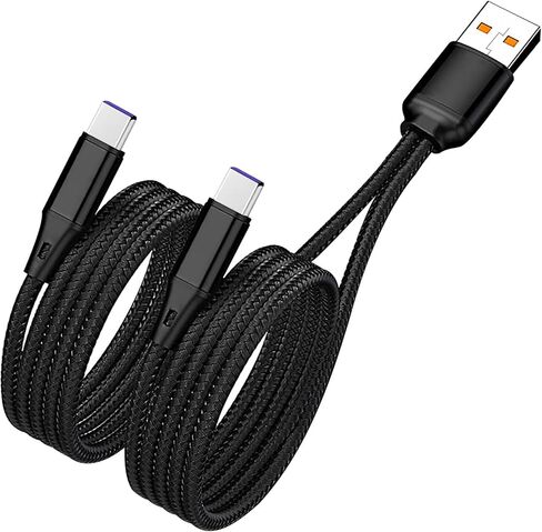 كابل شحن USB متعدد الفاصل IP بطول 4 أقدام، سلك نايلون لكابل شحن i-Phone متعدد 2 في 1، USB A إلى منفذ i-Phone مزدوج لهاتف Apple Phone 14/13/12/11 Pro Max/XS Max/XR/X/8، آيباد برو، أسود (للشحن فقط) in Kuwait