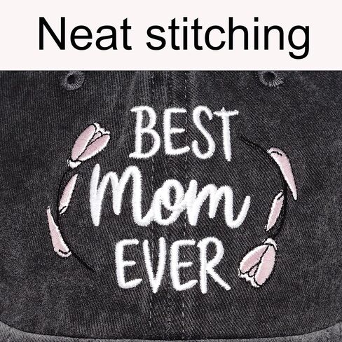 Best Mom Ever Embroidered Cotton Hat, Adjustable Fit, Vintage Washed, Gift for New Moms in Kuwait