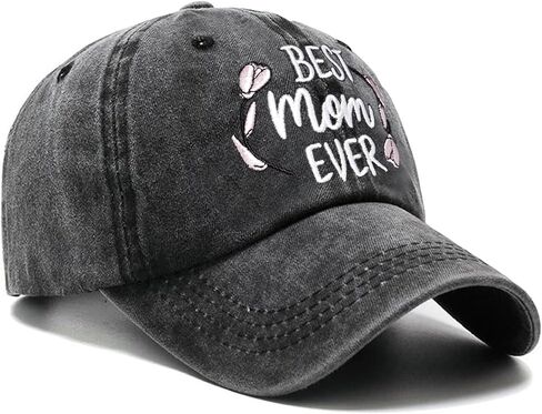 Best Mom Ever Embroidered Cotton Hat, Adjustable Fit, Vintage Washed, Gift for New Moms in Kuwait