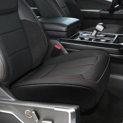 SanQing Car Seat Cover 2PCS Luxury Napa Leather Seat Covers for Ford F150 Truck Front Seat Bottom,Heavy Duty Seat Cushion Protector Without Backrest (Black) in Saudi Arabia
