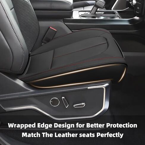 SanQing Car Seat Cover 2PCS Luxury Napa Leather Seat Covers for Ford F150 Truck Front Seat Bottom,Heavy Duty Seat Cushion Protector Without Backrest (Black) in Saudi Arabia