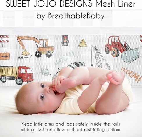 Sweet Jojo Designs + BreathableBaby Vintage Airplane Boy Breathable Mesh Crib Liner Baby and Infant Yellow Orange Red White Blue Airplanes Air Plane Transportation Clouds Sun Sky Aviator in Saudi Arabia
