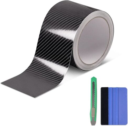Lypumso 6D High Gloss Carbon Fiber Vinyl Wrap Tape, Chrome Delete Tape for Cars Motorcycle Detailing DIY Car Door Edge Guard Decals Blackout Tape Roll (6D Black, 2in x 30ft) in Kuwait