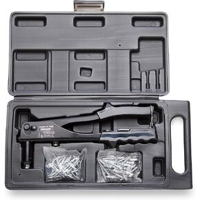 Arrow RL100K Rivet Tool Kit, Manual Riveter Set for Metal, Fabric, Leather, and Auto Repair, uses 1/8-Inch and 3/16-Inch Rivets, Includes Storage Case and 50 Rivets