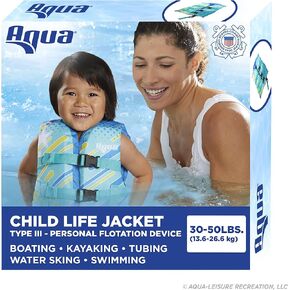 Aqua US Coast Guard-Approved Life Jacket, PFD with Comfortable Flex-Form-Fit Design, Infants/Kids/Youth