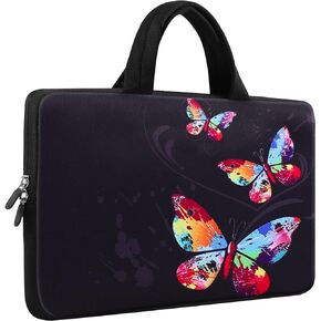 14 15 15.4 15.6 Inch Laptop Computer Protective Carrying Case Pouch, Soft Travel Briefcase, Notebook Sleeve Cover for Dell HP Lenovo Toshiba Chromebook ASUS Acer(Purple Butterflies)