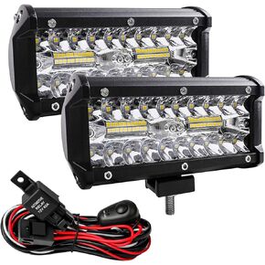 شريط إضاءة LED Zmoon، مصابيح ضباب LED مقاس 7 بوصات للطرق الوعرة 240 وات 24000 لومن مع حزام ربط LED (10 أقدام / 2 رصاص)، شريط إضاءة LED مقاوم للماء للبقع والفيضانات لسيارات الدفع الرباعي/ATV/جيب/قارب 2 حزمة in Kuwait