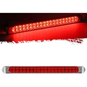 Partsam 17 Inch 40 LED Red Trailer Light Bar Waterproof Sealed 17" Utility Trailer Truck RV Pickup Led Stop Tail Third 3rd Brake Marker Clearance Identification Light Bar w/Chrome Bezel DOT Compliant