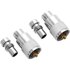 PL259 Coaxial Connectors UHF Male Solder Connector Plug with Reducer for RG8 RG59 RG8x LMR-400 RG-213 Coaxial Cable Ham Radio Antenna Connector 2-Pack